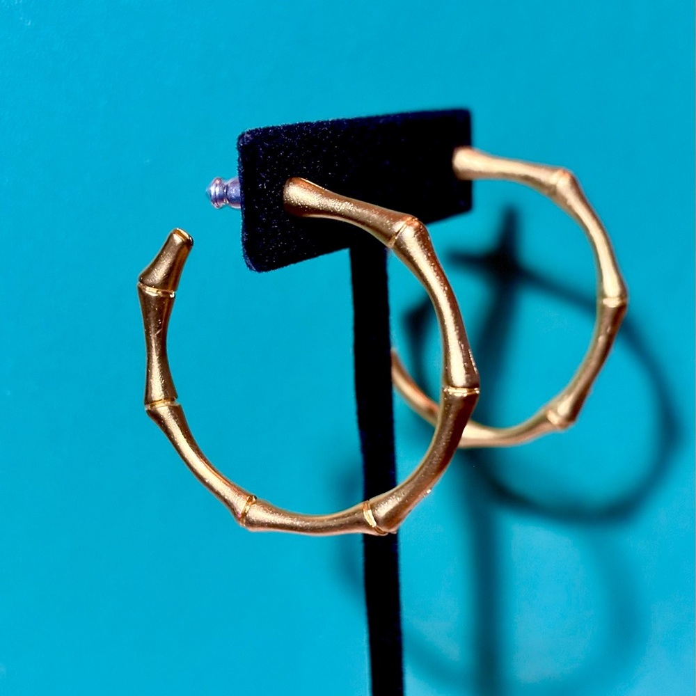 Elegant Gold Bamboo Hoop Earrings